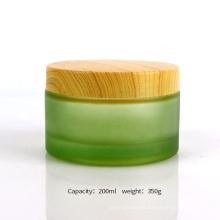 200ml empty green frosted glass cosmetic face cream jar with cap
